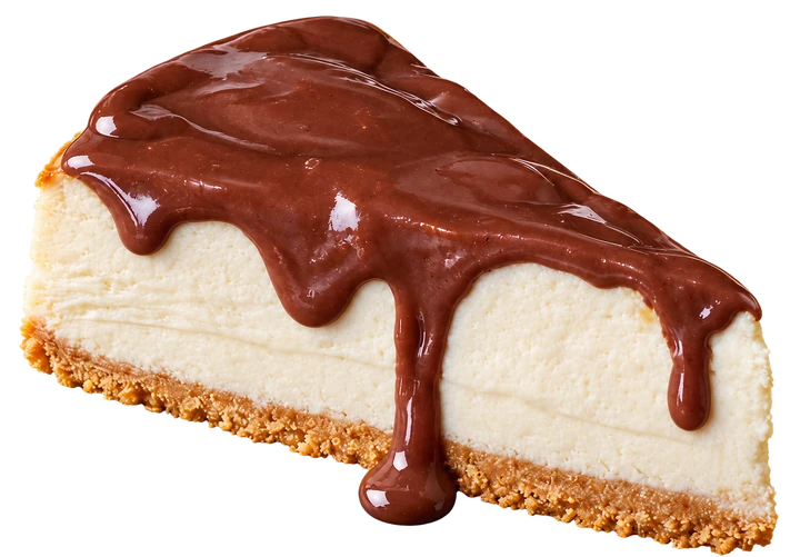 Fatia de cheesecake de chocolate recortada, sem fundo