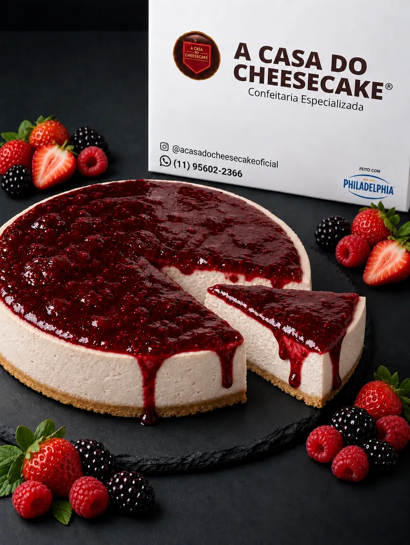 Cheesecake inteiro sabor Duplo Frutas Vermelhas
